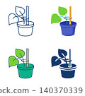 Tying plant to a support icon set. Vector illustration 140370339