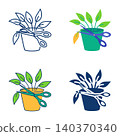 Cutting off withered parts of a plant icon set 140370340
