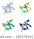 Plant pruning icon set. Branch trimming with pruning shears. Vector illustration 140370341