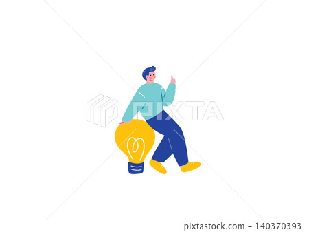插圖描繪了一個男人正在思考某個想法。 插圖描繪了一個男人正在思考某個想法。 140370393