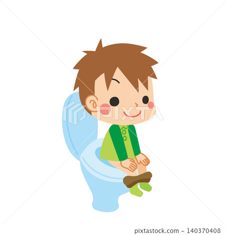 一幅可愛的小男孩坐在馬桶上的插圖。 一幅可愛的小男孩坐在馬桶上的插圖。 140370408