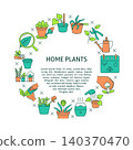 Home plants round banner with place for text. Vector illustration. 140370470