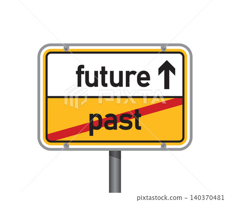 yellow traffic sign with words future and past isolated vector illustration yellow traffic sign with words future and past isolated vector illustration 140370481