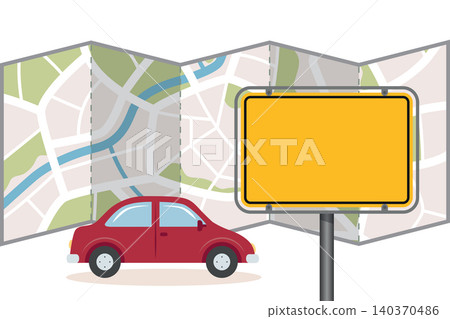 road trip travel concept with car and street map vector illustration road trip travel concept with car and street map vector illustration 140370486