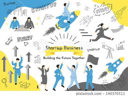Business professionals working at startups Business professionals working at startups 140370511