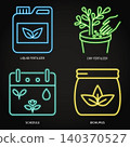 Fertilization and plant care calendar neon icon set. Vector illustration 140370527