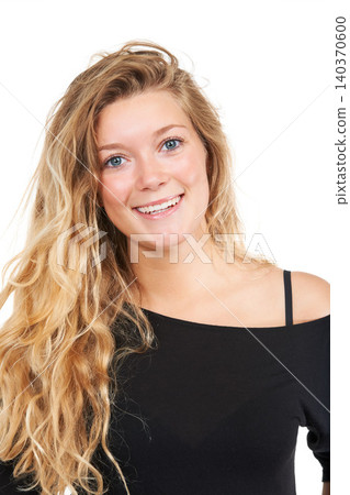 Studio, portrait and happy student with fashion or trendy style, shine and gen z aesthetic by white background. German woman, casual and long hair with positive face and funky top or cool clothes Studio, portrait and happy student with fashion or trendy style, shine and gen z aesthetic by white background. German woman, casual and long hair with positive face and funky top or cool clothes 140370600