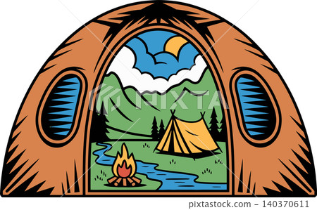 camping, tent, vector 140370611