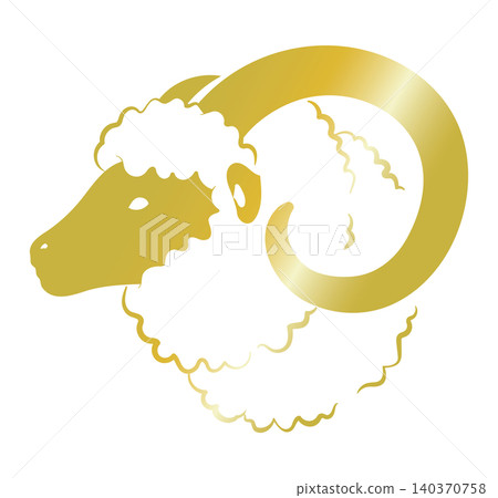 一隻綿羊的側面輪廓的簡單插圖,非常適合用於羊年(金色)新年賀卡。 一隻綿羊的側面輪廓的簡單插圖,非常適合用於羊年(金色)新年賀卡。 140370758
