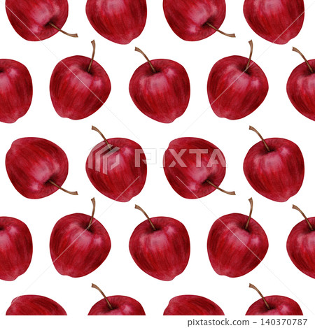 Seamless pattern with hand painted watercolor red apples Seamless pattern with hand painted watercolor red apples 140370787