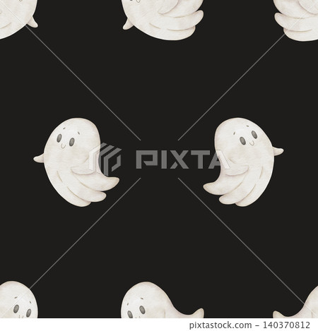 Watercolor cute ghost seamless pattern  140370812