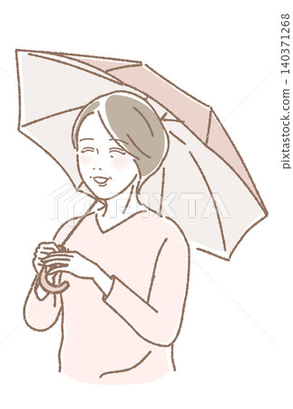 Senior woman smiling while holding a parasol (vector illustration) Senior woman smiling while holding a parasol (vector illustration) 140371268