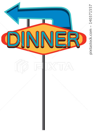 Retro Diner Sign with Arrow Illustration Retro Diner Sign with Arrow Illustration 140371557