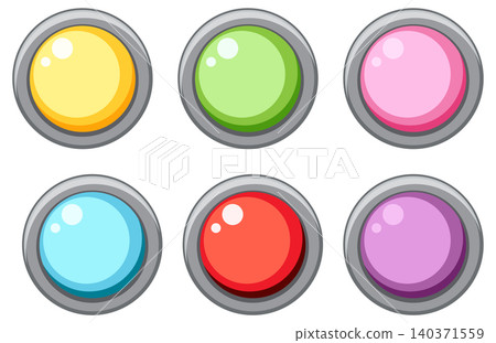 Colorful Glossy Buttons Set with Metallic Borders Colorful Glossy Buttons Set with Metallic Borders 140371559