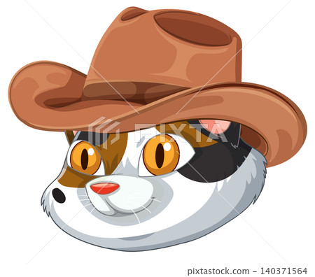 Calico Cat Wearing Cowboy Hat Cartoon Vector Calico Cat Wearing Cowboy Hat Cartoon Vector 140371564