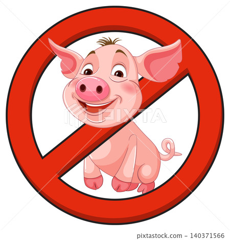 No Pigs Allowed Cartoon Vector Sign Illustration No Pigs Allowed Cartoon Vector Sign Illustration 140371566
