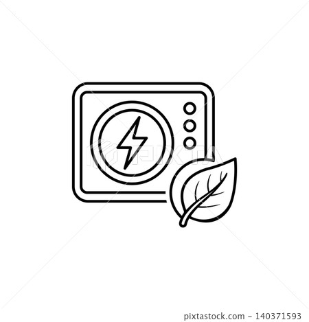 Minimalist isometric line art icon of a digital smart thermostat. Clean outline symbol for home energy saving, climate control, and smart eco living Minimalist isometric line art icon of a digital smart thermostat. Clean outline symbol for home energy saving, climate control, and smart eco living 140371593