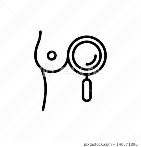 Mammography, breast ultrasound thin line icon. Medical examination. Breast with magnifier. Modern vector illustration. Mammography, breast ultrasound thin line icon. Medical examination. Breast with magnifier. Modern vector illustration. 140371896