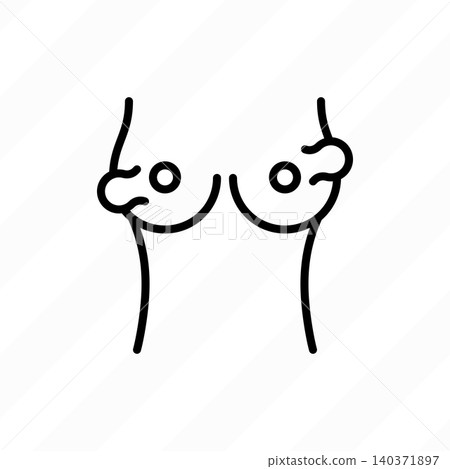 Mastopathy thin line icon. Fibroids on the breast. Mammography. Vector illustration. Mastopathy thin line icon. Fibroids on the breast. Mammography. Vector illustration. 140371897