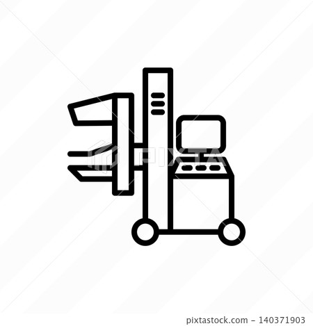Mammography machine thin line icon. Laboratory equipment. Modern vector illustration. Mammography machine thin line icon. Laboratory equipment. Modern vector illustration. 140371903