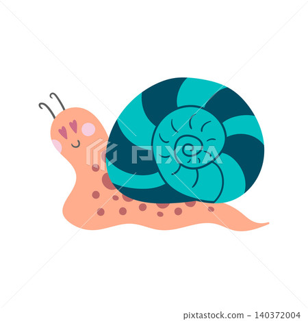 Cute happy snail character in a flat cartoon style 140372004
