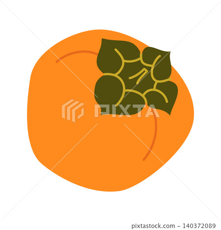 Autumn Persimmon Vector Illustration Flat Geometric Whole Ripe Fruit Isolated Autumn Persimmon Vector Illustration Flat Geometric Whole Ripe Fruit Isolated 140372089
