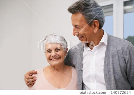 Love, senior or happy couple hug in backyard at home for bonding together with support, pride or smile. Retirement, people or romantic man with an elderly woman for trust, peace or care in marriage Love, senior or happy couple hug in backyard at home for bonding together with support, pride or smile. Retirement, people or romantic man with an elderly woman for trust, peace or care in marriage 140372634