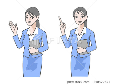 兩種提供指導和解釋的辦公室女性。 140372677