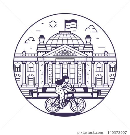 Reichstag Building Landmark Line Icon Reichstag Building Landmark Line Icon 140372907