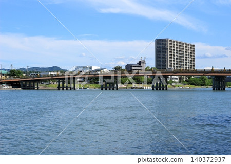 The Setagawa River, the blue sky, and the Setakarabashi Bridge The Setagawa River, the blue sky, and the Setakarabashi Bridge 140372937