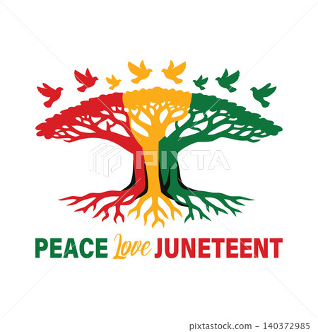 Juneteenth Peace Love Celebration Tree with Flying Doves Juneteenth Peace Love Celebration Tree with Flying Doves 140372985