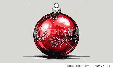 Red christmas ornament ball symbolizing holiday celebration 140373025