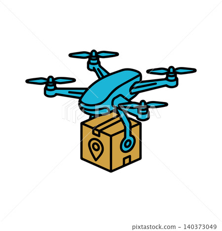 Isometric Delivery Drone Carrying a Package with Location Pin Icon Isometric Delivery Drone Carrying a Package with Location Pin Icon 140373049