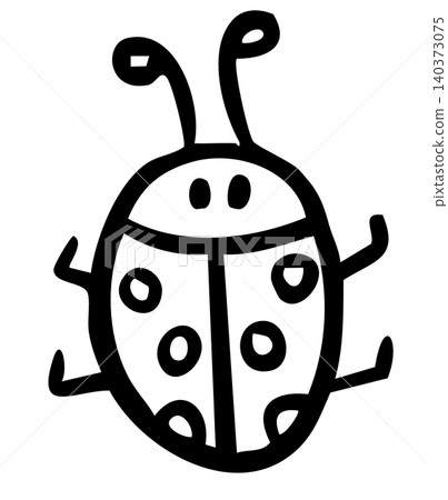 Hand drawn ladybug outline for kid colouring book, animal, insect, decorations, spring, summer, picnic, park, home yard, stickers, blossom, blooming, cute patch, fabric, brooch, nature, garden 140373075