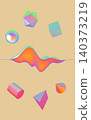 A serene abstract 3D scene with floating glossy forms and soft pastel gradients - 3d illustration 140373219