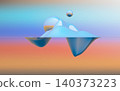 A serene abstract 3D scene with floating glossy forms and soft pastel gradients - 3d illustration 140373223