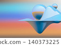 A serene abstract 3D scene with floating glossy forms and soft pastel gradients - 3d illustration 140373225