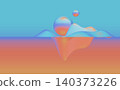 A serene abstract 3D scene with floating glossy forms and soft pastel gradients - 3d illustration 140373226