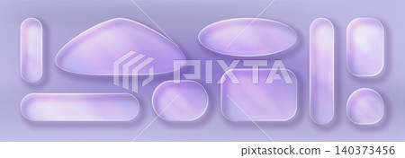 Transparent glass ui buttons, glossy liquid effect 140373456