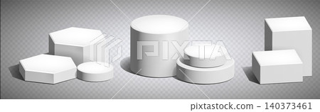White 3D podiums different shape, product stand White 3D podiums different shape, product stand 140373461