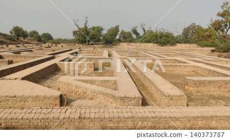 Harappa archaeological site Pakistan showing ancient houses of Indus Valley built in varied designs Harappa archaeological site Pakistan showing ancient houses of Indus Valley built in varied designs 140373787