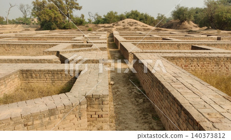 Harappa ruins Pakistan showing old houses and corridor remains Harappa ruins Pakistan showing old houses and corridor remains 140373812