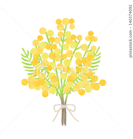 水彩風格的含羞草花束插圖 水彩風格的含羞草花束插圖 140374092