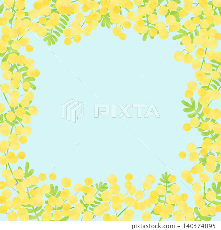A refreshing blue background with a mimosa frame. 140374095