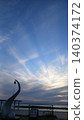 Objects and the sunset sky 140374172