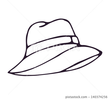Hand drawn women wide brim floppy hat doodle illustration isolated on white background Hand drawn women wide brim floppy hat doodle illustration isolated on white background 140374256