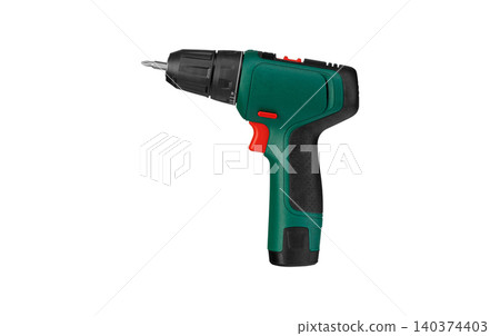 Reliable assistant for the home handyman: green power drill 140374403