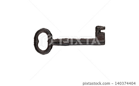 Old Medieval Style Wrought Iron Key for Vintage Design 140374404