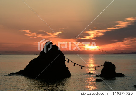 Morning glow and couple rock Morning glow and couple rock 140374729