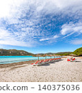 Breathtaking view of  beach of Santa Giulia resort. 140375036